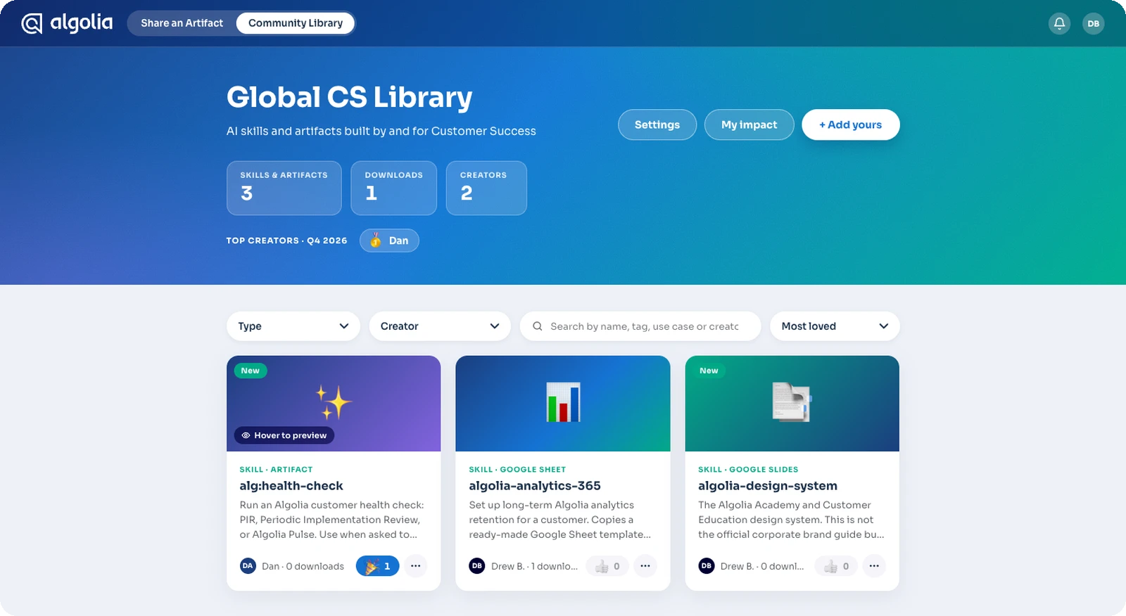 Screenshot of the Global CS Library.